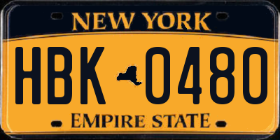 NY license plate HBK0480