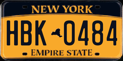NY license plate HBK0484