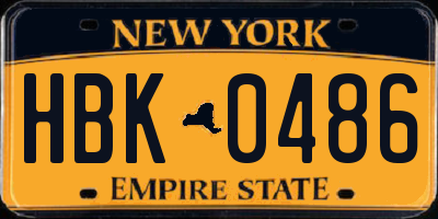 NY license plate HBK0486
