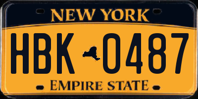 NY license plate HBK0487