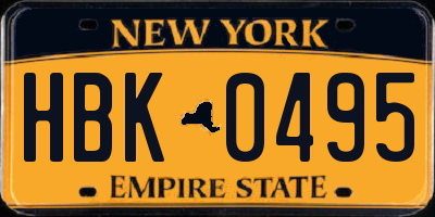 NY license plate HBK0495