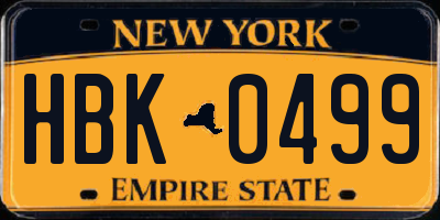 NY license plate HBK0499