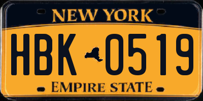 NY license plate HBK0519