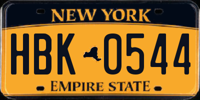 NY license plate HBK0544