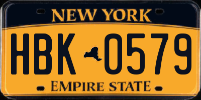 NY license plate HBK0579