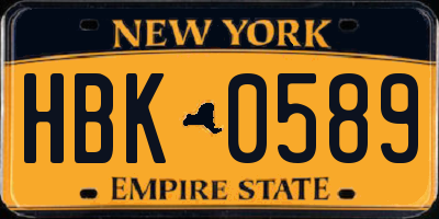 NY license plate HBK0589