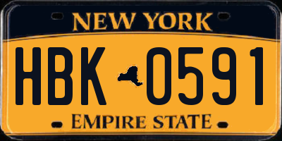 NY license plate HBK0591