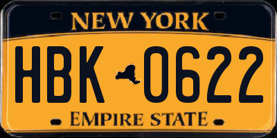 NY license plate HBK0622