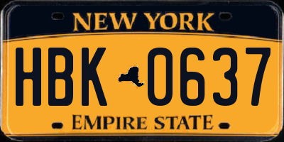 NY license plate HBK0637