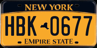 NY license plate HBK0677