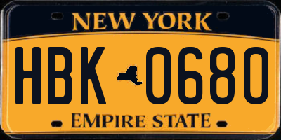 NY license plate HBK0680