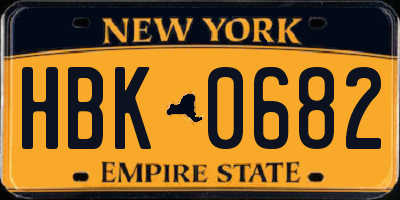 NY license plate HBK0682