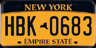NY license plate HBK0683