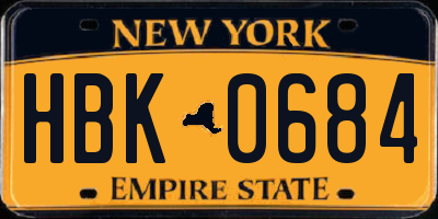 NY license plate HBK0684