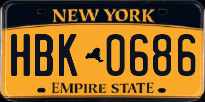 NY license plate HBK0686