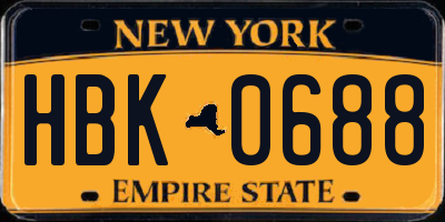 NY license plate HBK0688