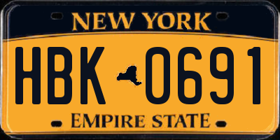 NY license plate HBK0691