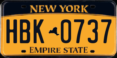 NY license plate HBK0737