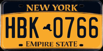 NY license plate HBK0766
