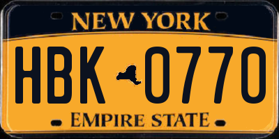 NY license plate HBK0770