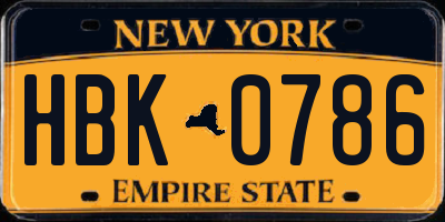 NY license plate HBK0786