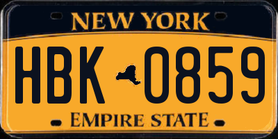 NY license plate HBK0859