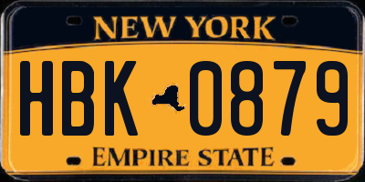 NY license plate HBK0879