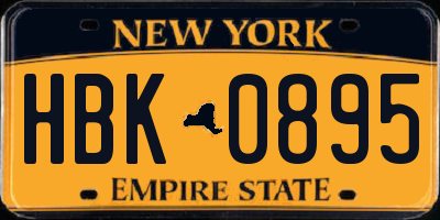 NY license plate HBK0895