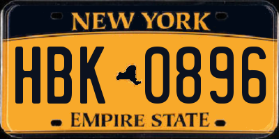 NY license plate HBK0896