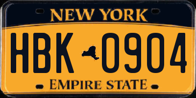 NY license plate HBK0904