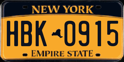 NY license plate HBK0915