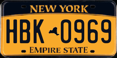 NY license plate HBK0969