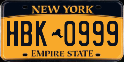 NY license plate HBK0999