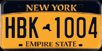 NY license plate HBK1004