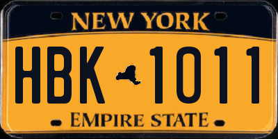 NY license plate HBK1011
