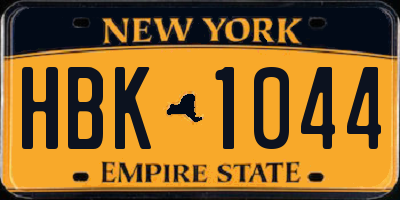 NY license plate HBK1044