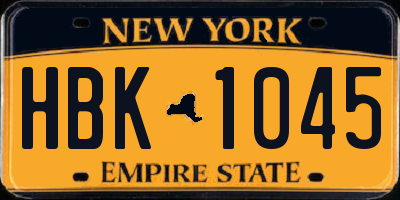 NY license plate HBK1045