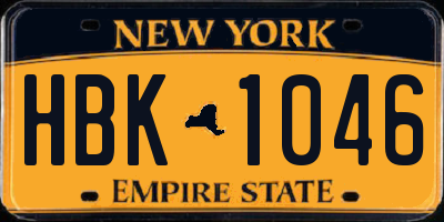 NY license plate HBK1046