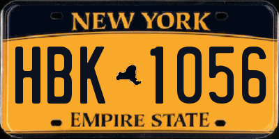 NY license plate HBK1056