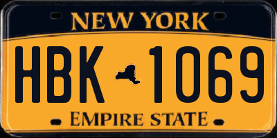 NY license plate HBK1069