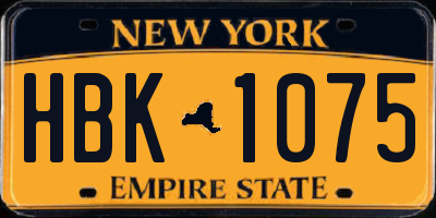 NY license plate HBK1075