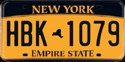 NY license plate HBK1079