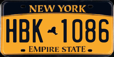 NY license plate HBK1086
