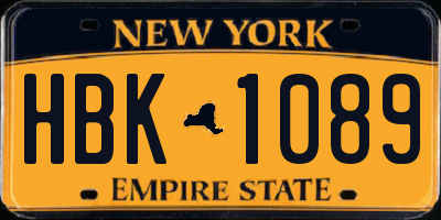 NY license plate HBK1089