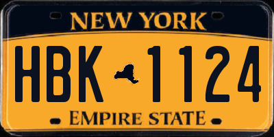 NY license plate HBK1124