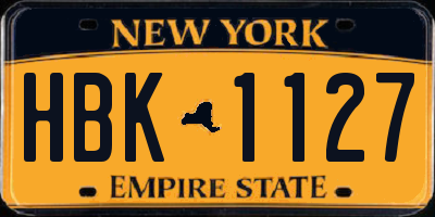 NY license plate HBK1127
