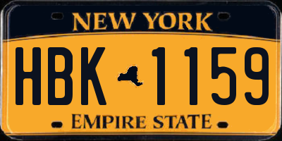 NY license plate HBK1159