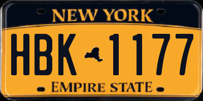 NY license plate HBK1177