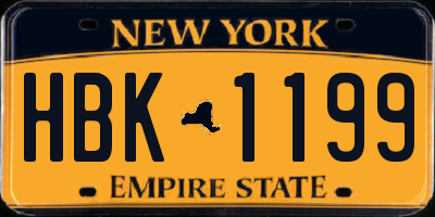 NY license plate HBK1199