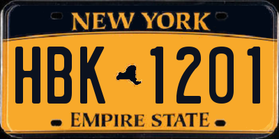 NY license plate HBK1201